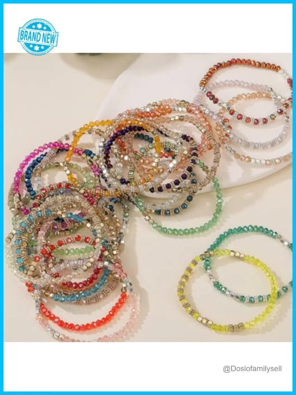 30 Boho Stackable Glass Bead Stretch Bracelets Set Multilayer Cuff Jewelry